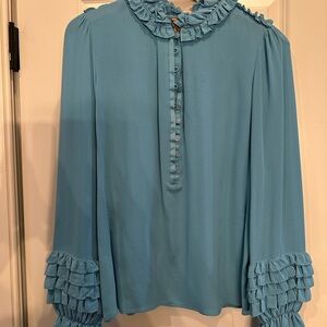 Blue Ruffled Women's Top